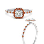 Load image into Gallery viewer, asscher-cut-orange-sapphire-halo-petite-engagement-ring-in-white-gold-FD8523ASRGSAORANGLE3-NL-WG