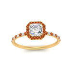 Load image into Gallery viewer, asscher-cut-orange-sapphire-halo-petite-engagement-ring-in-yellow-gold-FD8523ASRGSAORANGLE3-NL-YG
