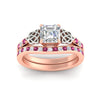 Load image into Gallery viewer, asscher-cut-pink-sapphire-channel-band-celtic-bridal-set-in-rose-gold-fdens2255asgsadrpiangle5-nl-rg-ws2.jpg