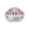 Load image into Gallery viewer, asscher-cut-pink-sapphire-channel-band-celtic-bridal-set-in-white-gold-fdens2255asgsadrpiangle5-nl-wg-ws2.jpg