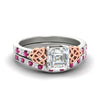 Load image into Gallery viewer, asscher-cut-pink-sapphire-channel-band-celtic-bridal-set-in-white-gold-fdens2255asgsadrpisleep-nl-wg-ws2.jpg