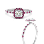 Load image into Gallery viewer, asscher-cut-pink-sapphire-halo-petite-engagement-ring-in-white-gold-FD8523ASRGSADRPIANGLE3-NL-WG