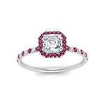 Load image into Gallery viewer, asscher-cut-pink-sapphire-halo-petite-engagement-ring-in-white-gold-FD8523ASRGSADRPIANGLE3-NL-WG