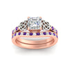 Load image into Gallery viewer, asscher-cut-purple-topaz-channel-band-celtic-bridal-set-in-rose-gold-fdens2255asgvitoangle5-nl-rg-ws2.jpg