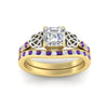 Load image into Gallery viewer, asscher-cut-purple-topaz-channel-band-celtic-bridal-set-in-yellow-gold-fdens2255asgvitoangle5-nl-yg-ws2.jpg