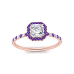 Load image into Gallery viewer, asscher-cut-purple-topaz-halo-petite-engagement-ring-in-rose-gold-FD8523ASRGVITOANGLE3-NL-RG