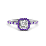 Load image into Gallery viewer, asscher-cut-purple-topaz-halo-petite-engagement-ring-in-white-gold-FD8523ASRGVITOANGLE3-NL-WG