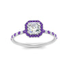 Load image into Gallery viewer, asscher-cut-purple-topaz-halo-petite-engagement-ring-in-white-gold-FD8523ASRGVITOANGLE3-NL-WG
