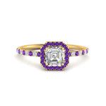 Load image into Gallery viewer, asscher-cut-purple-topaz-halo-petite-engagement-ring-in-yellow-gold-FD8523ASRGVITOANGLE3-NL-YG