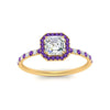 Load image into Gallery viewer, asscher-cut-purple-topaz-halo-petite-engagement-ring-in-yellow-gold-FD8523ASRGVITOANGLE3-NL-YG