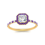Load image into Gallery viewer, asscher-cut-purple-topaz-halo-petite-engagement-ring-in-yellow-gold-FD8523ASRGVITOANGLE3-NL-YG