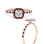 Load image into Gallery viewer, asscher-cut-ruby-halo-petite-engagement-ring-in-rose-gold-FD8523ASRGRUDRANGLE3-NL-RG