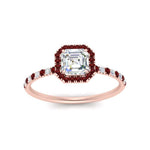 Load image into Gallery viewer, asscher-cut-ruby-halo-petite-engagement-ring-in-rose-gold-FD8523ASRGRUDRANGLE3-NL-RG
