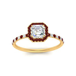 Load image into Gallery viewer, asscher-cut-ruby-halo-petite-engagement-ring-in-yellow-gold-FD8523ASRGRUDRANGLE3-NL-YG