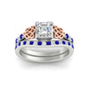 Load image into Gallery viewer, asscher-cut-sapphire-channel-band-celtic-bridal-set-in-white-gold-fdens2255asgsablangle5-nl-wg-ws2.jpg
