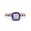 Load image into Gallery viewer, asscher-cut-sapphire-halo-petite-engagement-ring-in-rose-gold-FD8523ASRGSABLANGLE3-NL-RG