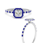 Load image into Gallery viewer, asscher-cut-sapphire-halo-petite-engagement-ring-in-white-gold-FD8523ASRGSABLANGLE3-NL-WG