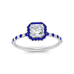 Load image into Gallery viewer, asscher-cut-sapphire-halo-petite-engagement-ring-in-white-gold-FD8523ASRGSABLANGLE3-NL-WG