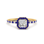Load image into Gallery viewer, asscher-cut-sapphire-halo-petite-engagement-ring-in-yellow-gold-FD8523ASRGSABLANGLE3-NL-YG