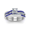 Load image into Gallery viewer, asscher-cut-simple-diamond-twisted-vine-bridal-ring-sets-with-blue-sapphire-in-950-Platinum-FD8233ASGSABL-NL-WG