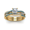 Load image into Gallery viewer, asscher-cut-simple-diamond-twisted-vine-bridal-ring-sets-with-ice-blue-topaz-in-14K-yellow-gold-FD8233ASGICBLTO-NL-YG