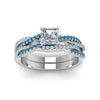 Load image into Gallery viewer, asscher-cut-simple-diamond-twisted-vine-bridal-ring-sets-with-ice-blue-topaz-in-950-Platinum-FD8233ASGICBLTO-NL-WG