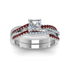 Load image into Gallery viewer, asscher-cut-simple-diamond-twisted-vine-bridal-ring-sets-with-ruby-in-14K-white-gold-FD8233ASGRUDR-NL-WG