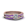 Load image into Gallery viewer, asscher-cut-simple-diamond-twisted-vine-bridal-ring-sets-with-violac-topaz-in-14K-rose-gold-FD8233ASGVITO-NL-RG