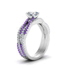 Load image into Gallery viewer, asscher-cut-simple-diamond-twisted-vine-bridal-ring-sets-with-violac-topaz-in-950-Platinum-FD8233ASGVITO-NL-WG