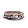 Load image into Gallery viewer, asscher-cut-simple-twisted-vine-bridal-ring-sets-with-black-diamond-in-14K-rose-gold-FD8233ASGBLACK-NL-RG