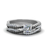 Load image into Gallery viewer, asscher-cut-simple-twisted-vine-bridal-ring-sets-with-black-diamond-in-14K-white-gold-FD8233ASGBLACK-NL-WG