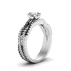 Load image into Gallery viewer, asscher-cut-simple-twisted-vine-bridal-ring-sets-with-black-diamond-in-14K-white-gold-FD8233ASGBLACK-NL-WG