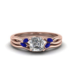Load image into Gallery viewer, asscher-cut-twisted-diamond-ring-with-matching-curved-band-with-blue-sapphire-in-14K-rose-gold-FD8300ASGSABL-NL-RG.jpg