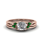 Load image into Gallery viewer, asscher-cut-twisted-diamond-ring-with-matching-curved-band-with-emerald-in-14K-rose-gold-FD8300ASGEMGR-NL-RG.jpg