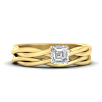 Load image into Gallery viewer, asscher-cut-vine-inspired-solitaire-bridal-ring-set-in-yellow-gold-fdens8252assleep-nl-yg.jpg?v=1767084984