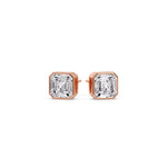 Load image into Gallery viewer, asscher-diamond-stud-earrings-bezel-1ct-in-rose-gold-FDEAR10516AS-1.00-CT-NL-RG