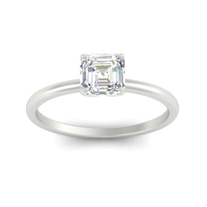 Asscher Solitaire Tulip Engagement Ring