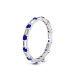 Load image into Gallery viewer, baguette-and-round-diamond-band-with-blue-sapphire-in-white-gold-fdewb318gsablangle2-nl-wg