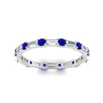 Load image into Gallery viewer, baguette-and-round-diamond-band-with-blue-sapphire-in-white-gold-fdewb318gsablangle5-nl-wg