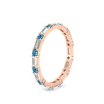 Load image into Gallery viewer, baguette-and-round-diamond-band-with-blue-topaz-in-rose-gold-fdewb318gicbltoangle2-nl-rg