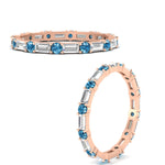 Load image into Gallery viewer, baguette-and-round-diamond-band-with-blue-topaz-in-rose-gold-fdewb318gicbltoangle3-nl-rg
