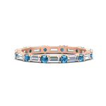 Load image into Gallery viewer, baguette-and-round-diamond-band-with-blue-topaz-in-rose-gold-fdewb318gicbltosleep-nl-rg