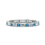 Load image into Gallery viewer, baguette-and-round-diamond-band-with-blue-topaz-in-white-gold-fdewb318gicbltosleep-nl-wg