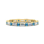 Load image into Gallery viewer, baguette-and-round-diamond-band-with-blue-topaz-in-yellow-gold-fdewb318gicbltosleep-nl-yg