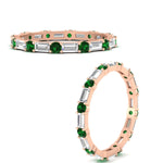 Load image into Gallery viewer, baguette-and-round-diamond-band-with-emerald-in-rose-gold-fdewb318gemgrangle3-nl-rg