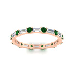 Load image into Gallery viewer, baguette-and-round-diamond-band-with-emerald-in-rose-gold-fdewb318gemgrangle5-nl-rg