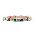 Load image into Gallery viewer, baguette-and-round-diamond-band-with-emerald-in-rose-gold-fdewb318gemgrsleep-nl-rg-hw