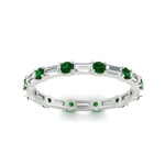 Load image into Gallery viewer, baguette-and-round-diamond-band-with-emerald-in-white-gold-fdewb318gemgrangle5-nl-wg