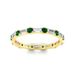 Load image into Gallery viewer, baguette-and-round-diamond-band-with-emerald-in-yellow-gold-fdewb318gemgrangle5-nl-yg