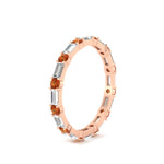 Load image into Gallery viewer, baguette-and-round-diamond-band-with-orange-sapphire-in-rose-gold-fdewb318gsaorangle2-nl-rg